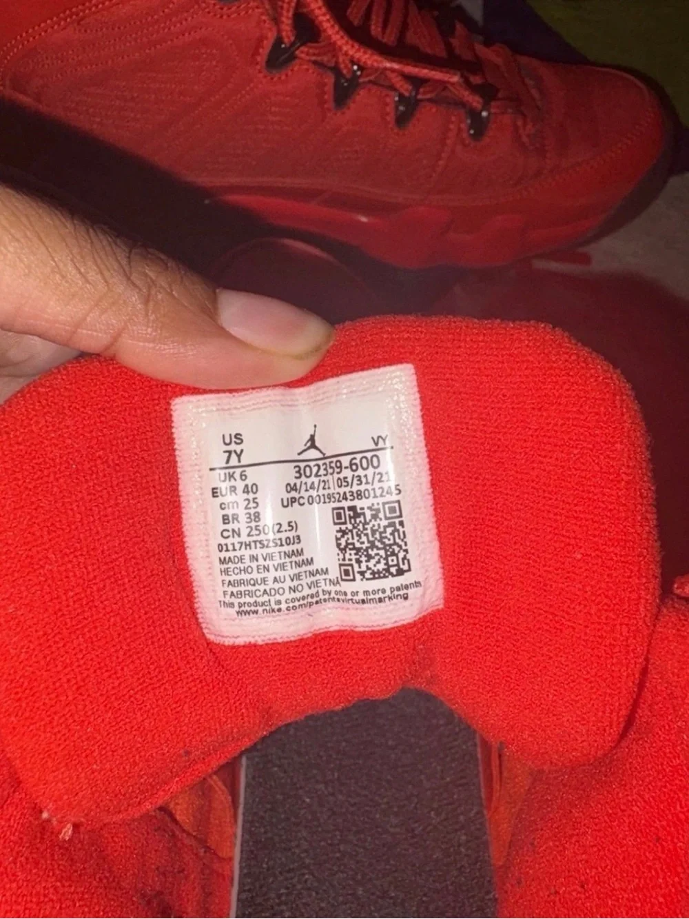 Jordan Kids Bright Red High-Top Sneakers